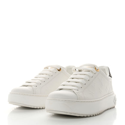 Louis Vuitton Lambskin Embossed Monogram Time Out Sneakers 36.5 White 3 of 8