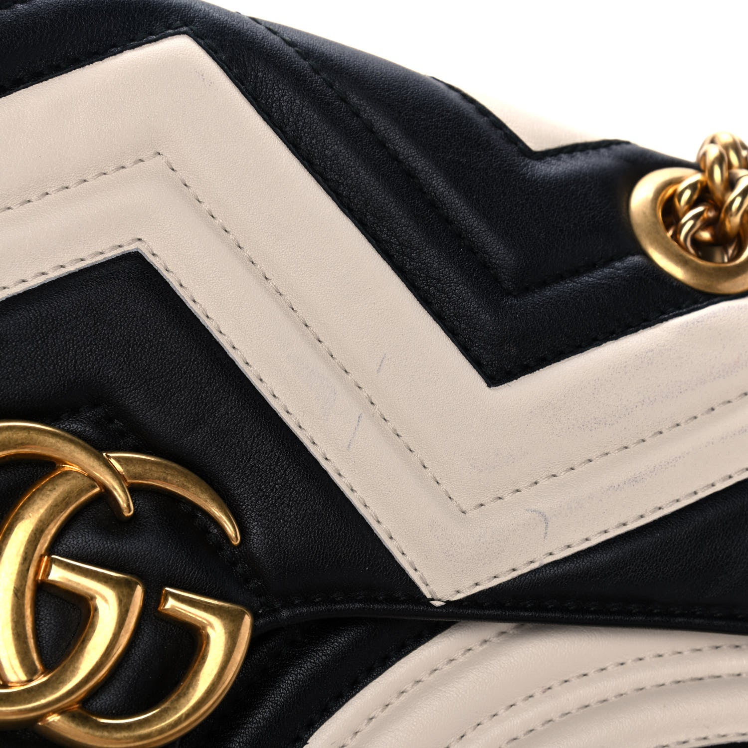 Gucci Calfskin Matelasse Small GG Marmont Shoulder Bag Black White 15 of 15