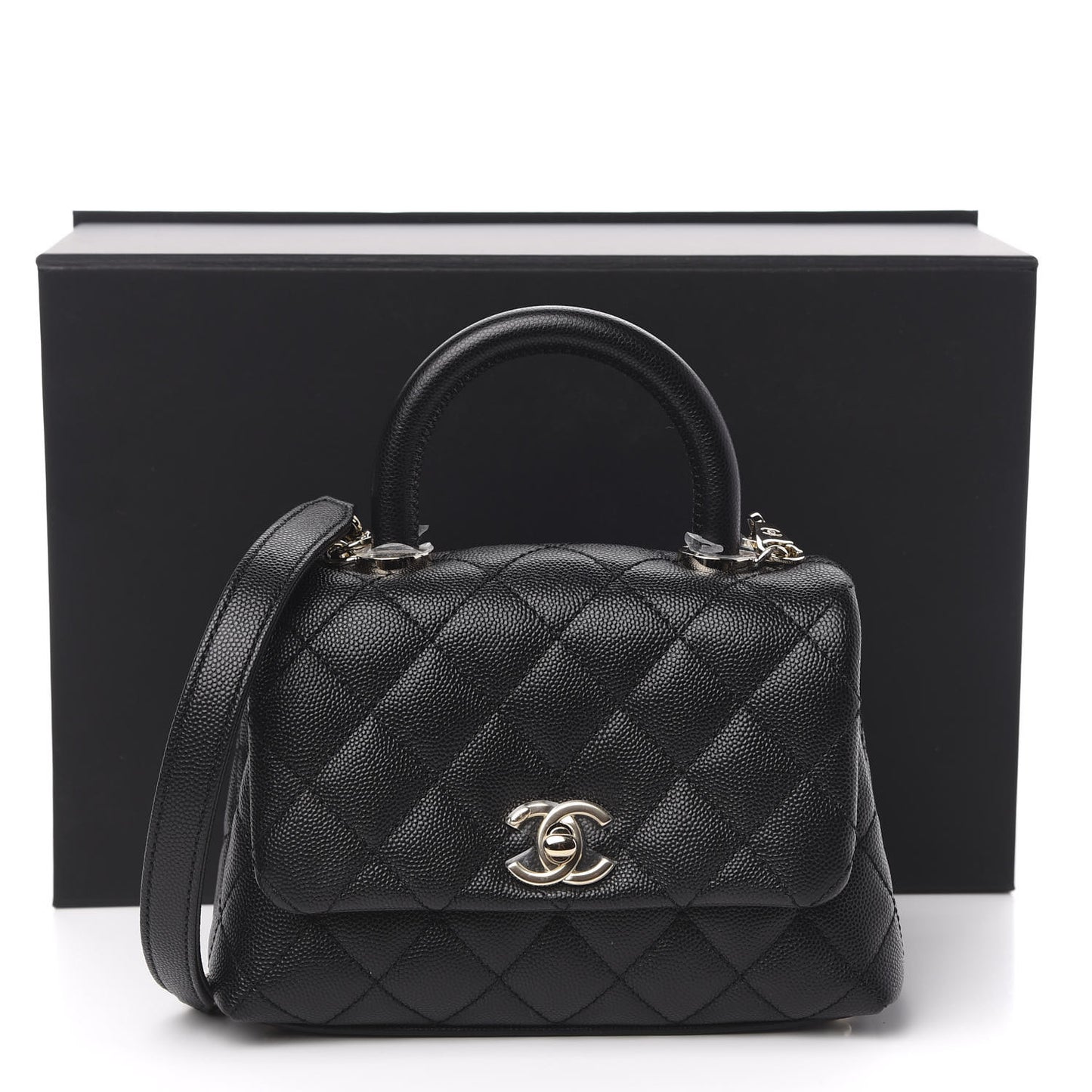 Caviar Quilted Extra Mini Coco Handle Flap Black