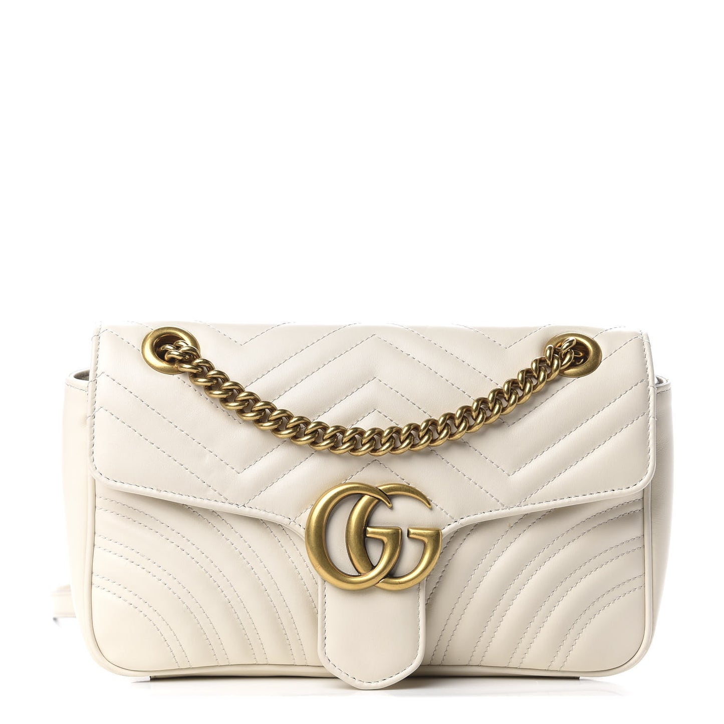 Calfskin Matelasse Small GG Marmont Shoulder Bag White