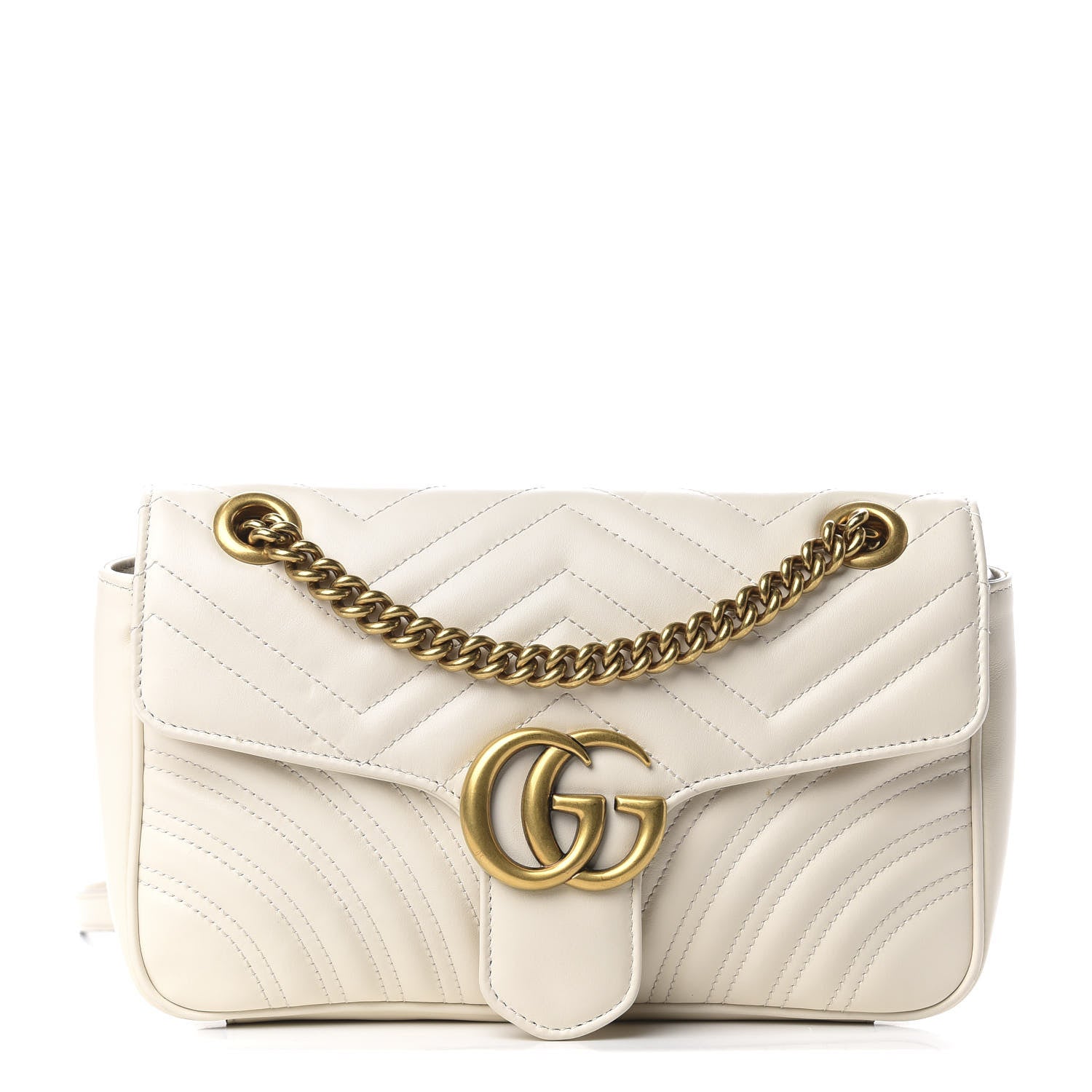 Gucci Calfskin Matelasse Small GG Marmont Shoulder Bag White 1 of 9