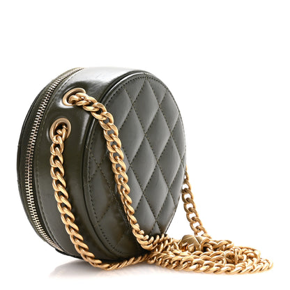 Chanel Lambskin Quilted Pillow Crush Round Clutch With Chain Green 3 of 10