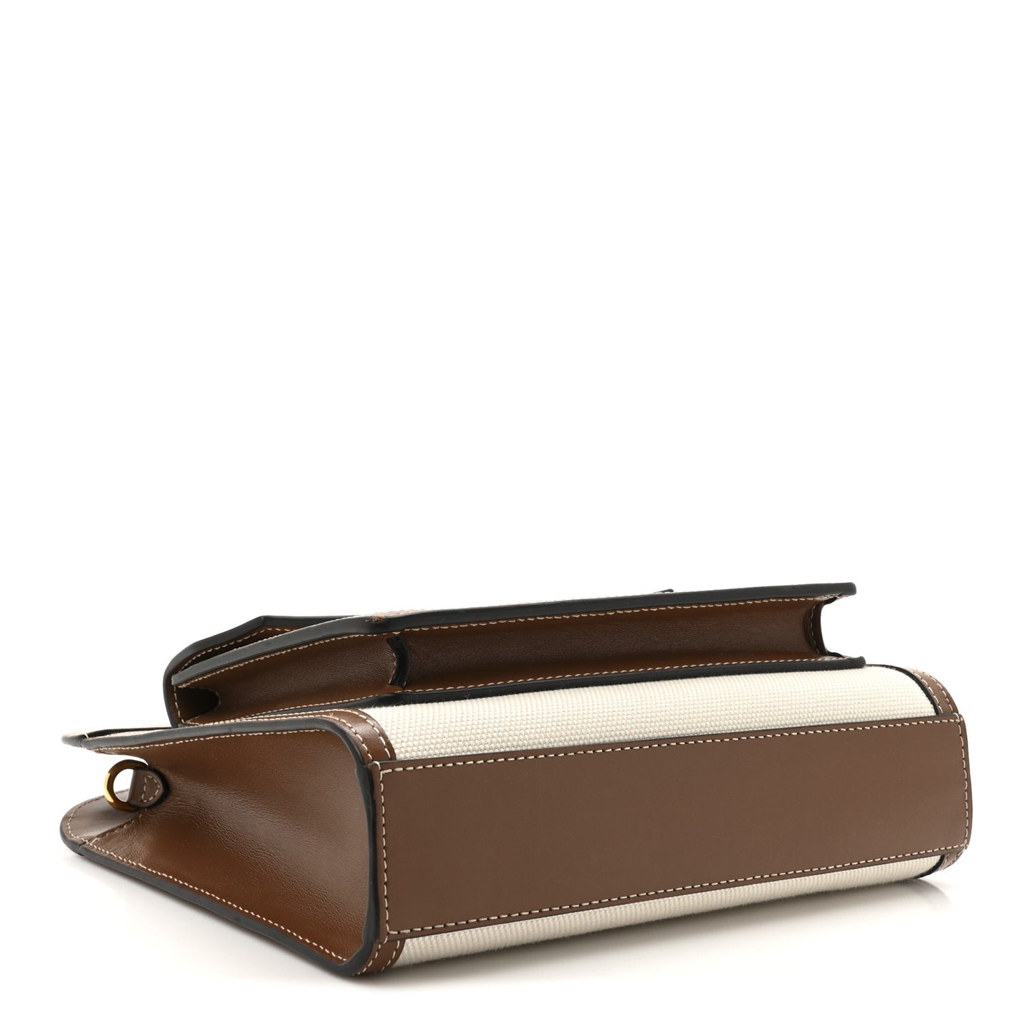 Canvas Smooth Calfskin Two Tone Mini Pocket Bag Natural Malt Brown