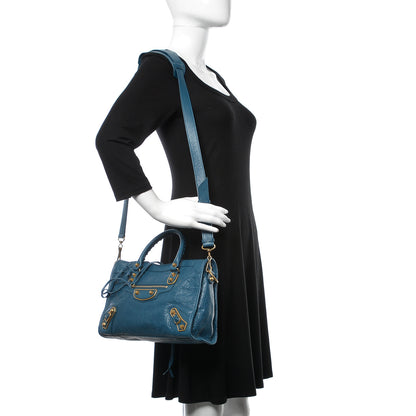 Balenciaga Agneau Arena Gold Metallic Edge Hardware S City Bleu Abysse 2 of 8