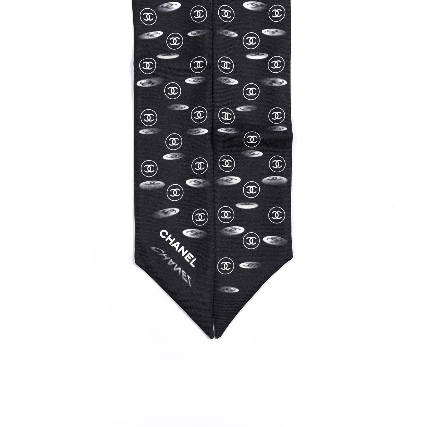 Silk CC Slim Bandeau Scarf Black