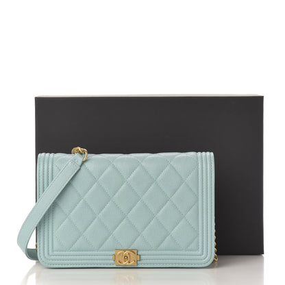 Chanel Caviar Quilted Boy Wallet On Chain WOC Light Blue 12 of 12