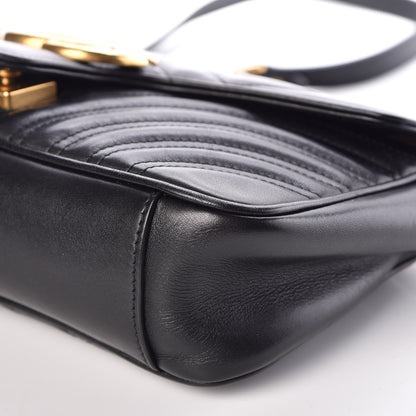 Gucci Calfskin Matelasse Small GG Marmont Shoulder Bag Black 14 of 18