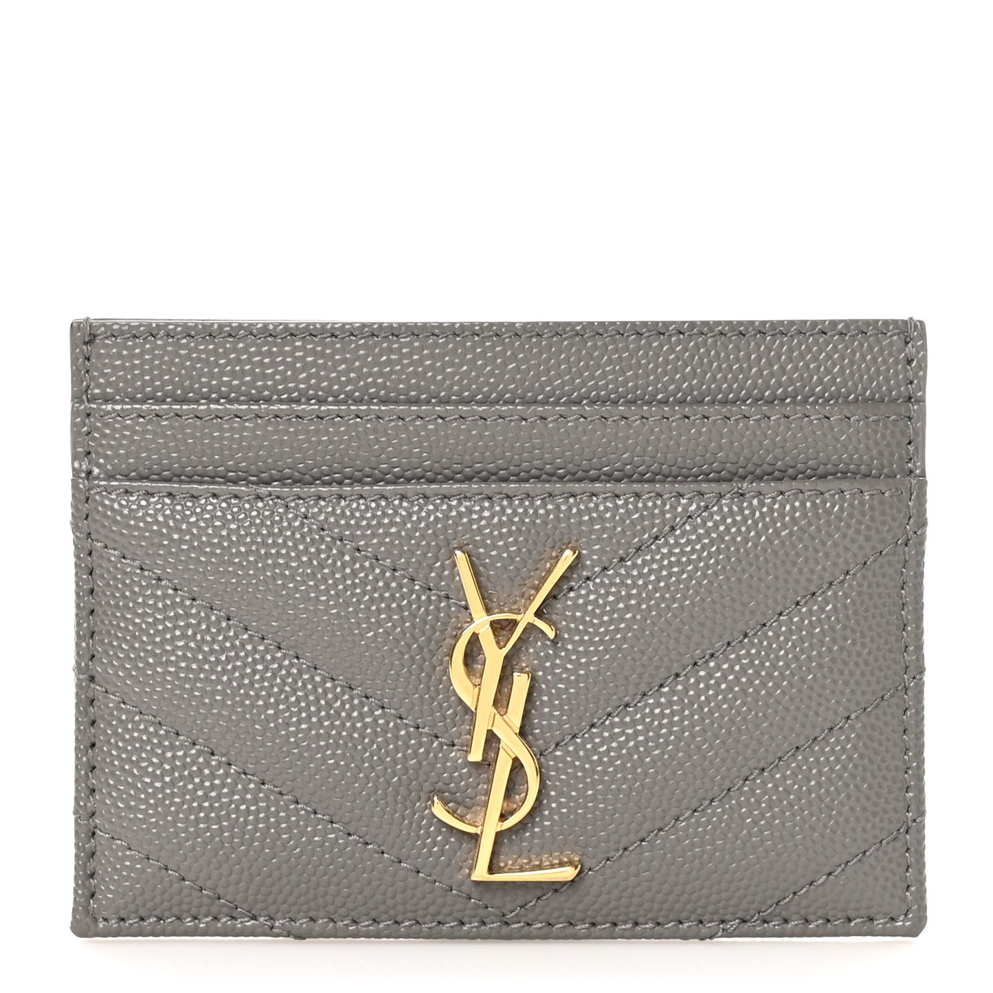 Grain De Poudre Matelasse Chevron Monogram Credit Card Case Earth