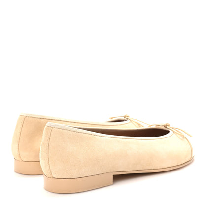 Chanel Suede Patent Calfskin Cap Toe CC Ballerina Flats 39.5 Beige 5 of 9