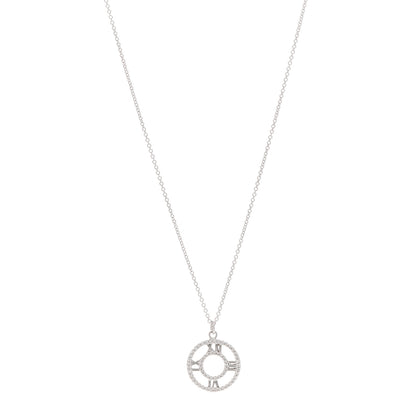 Tiffany 18K White Gold Diamond Small Atlas Open Pave Pendant Necklace 1 of 6