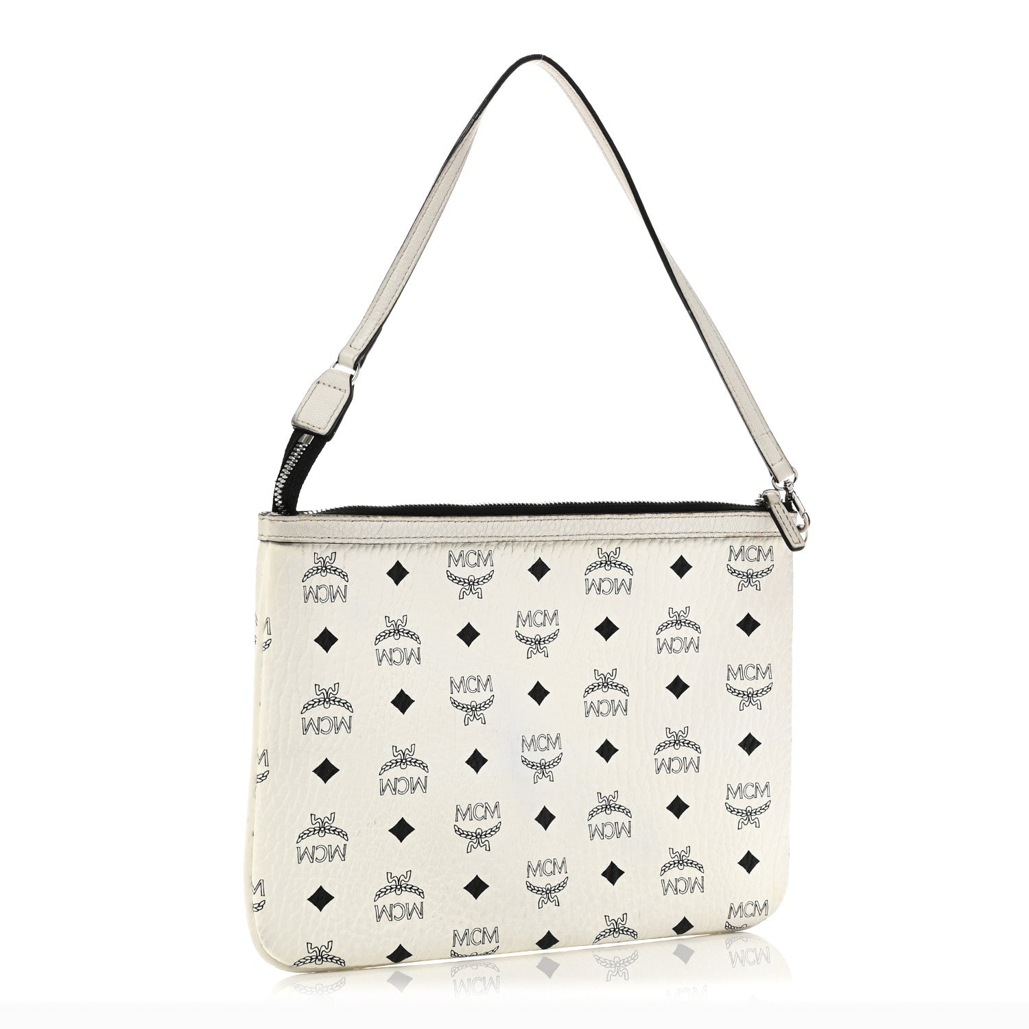 MCM Visetos Liz Shopper Tote Pouch White 3 of 10