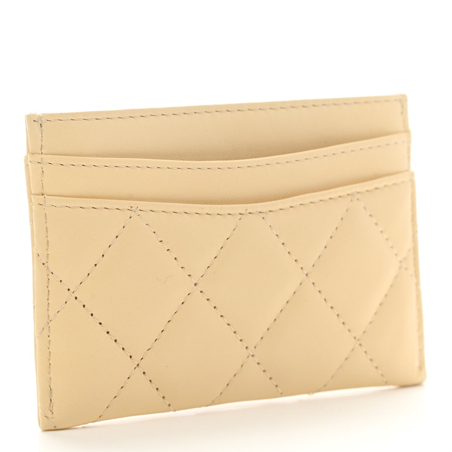 Lambskin Quilted Card Holder Yellow