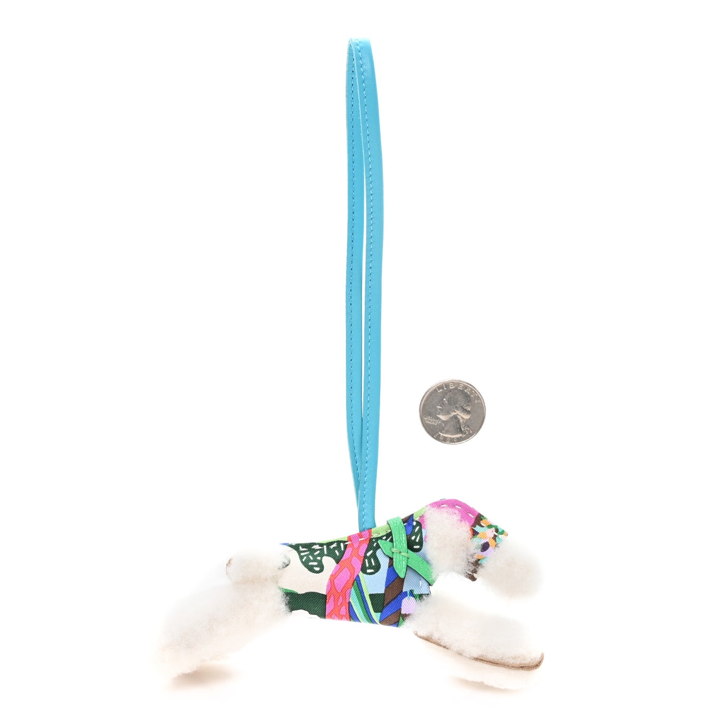 Milo Lambskin Shearling Silk Budy Charm Aloha Blue Hydra Vert Comics