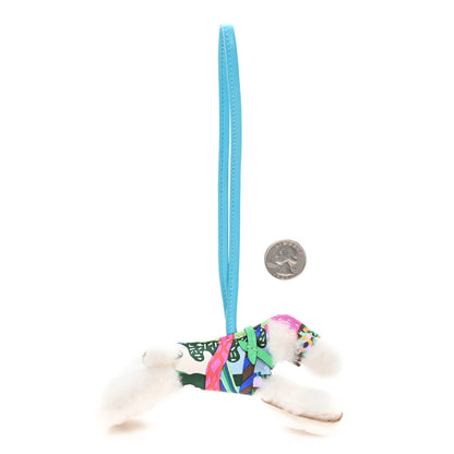 Hermes Milo Lambskin Shearling Silk Budy Charm Aloha Blue Hydra Vert Comics 2 of 4