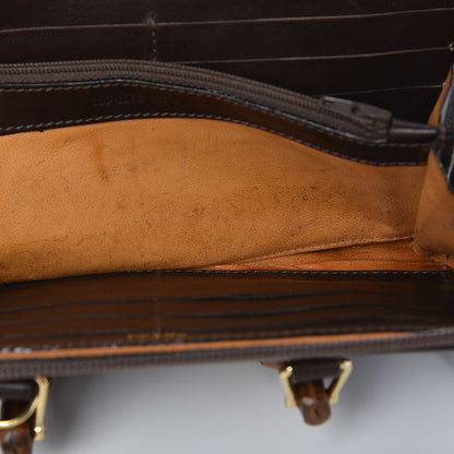 Gucci Calfskin Bamboo Handle Crossbody Wallet Brown 9 of 13