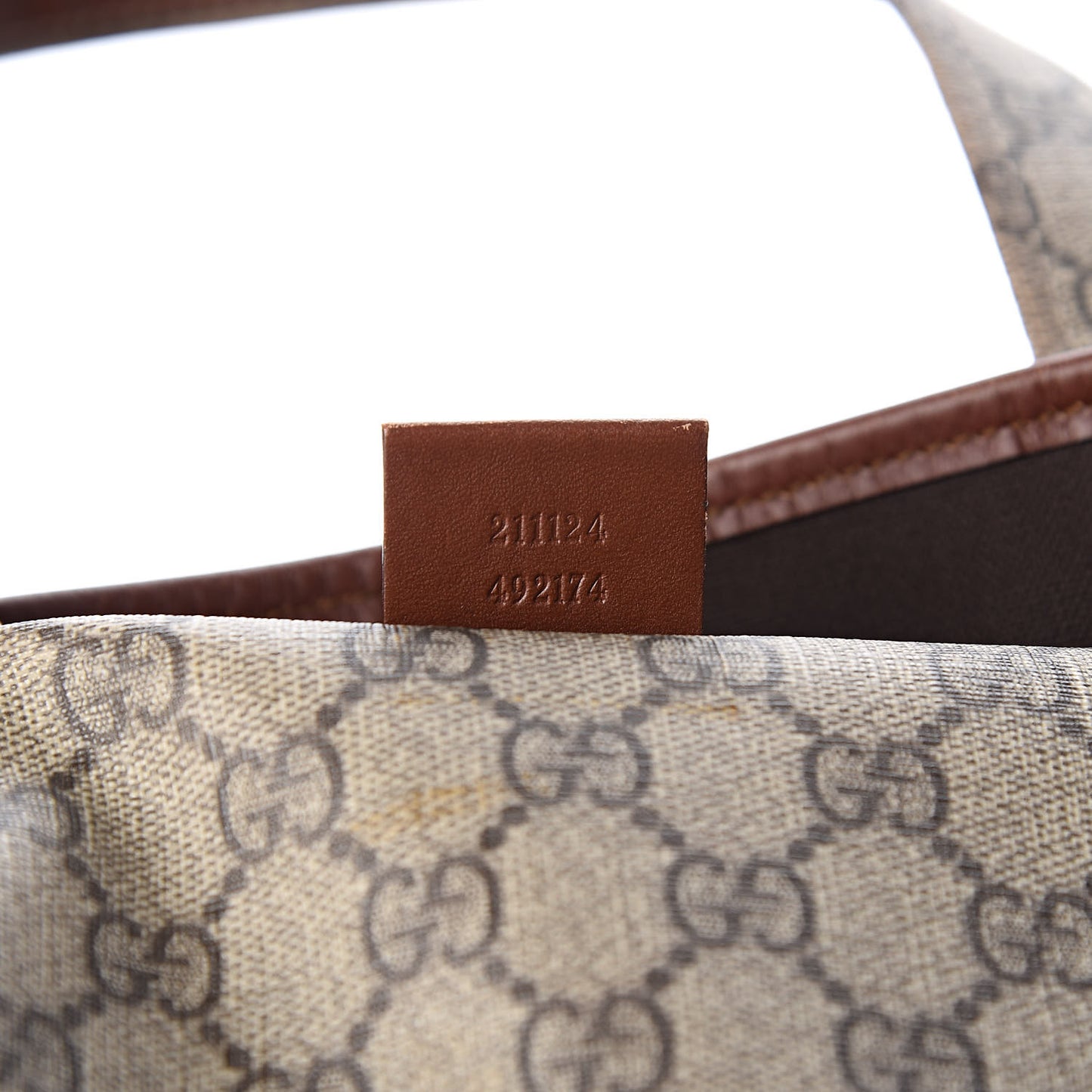 GG Plus Monogram Large Signature Web Loop Tote Brown