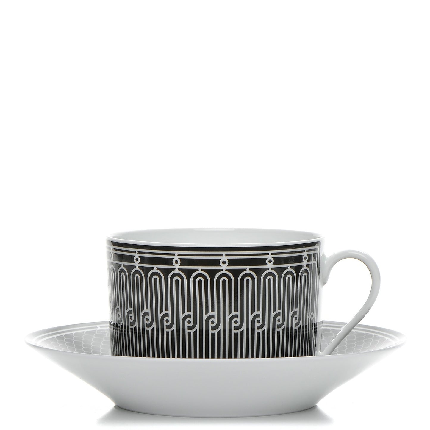 Porcelain H Deco Breakfast Cup and Saucer