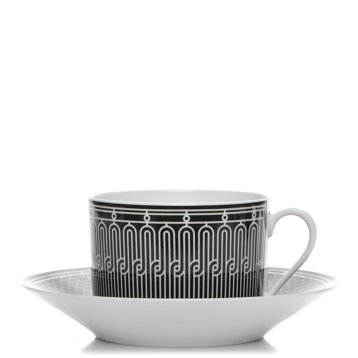 Hermes Porcelain H Deco Breakfast Cup and Saucer 1 of 15
