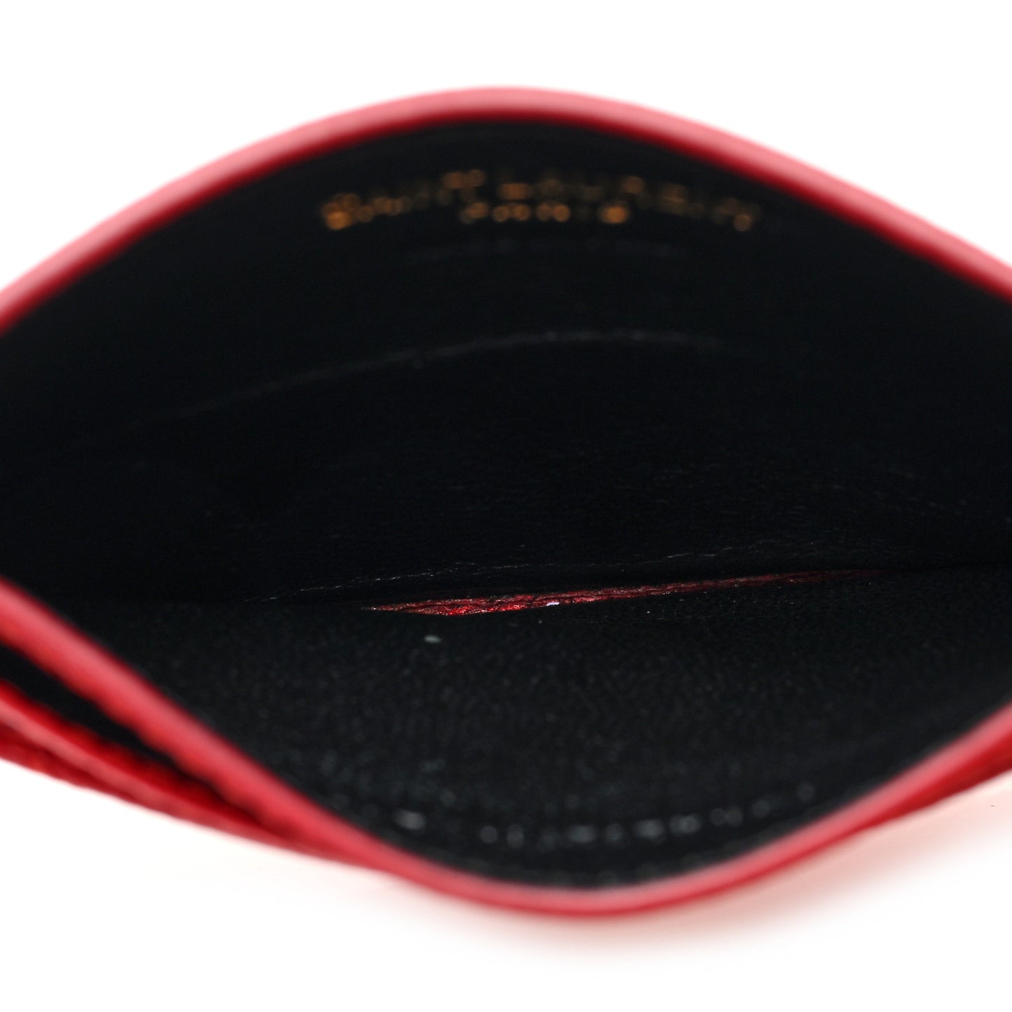 Grain De Poudre Matelasse Chevron Monogram Credit Card Case New Red