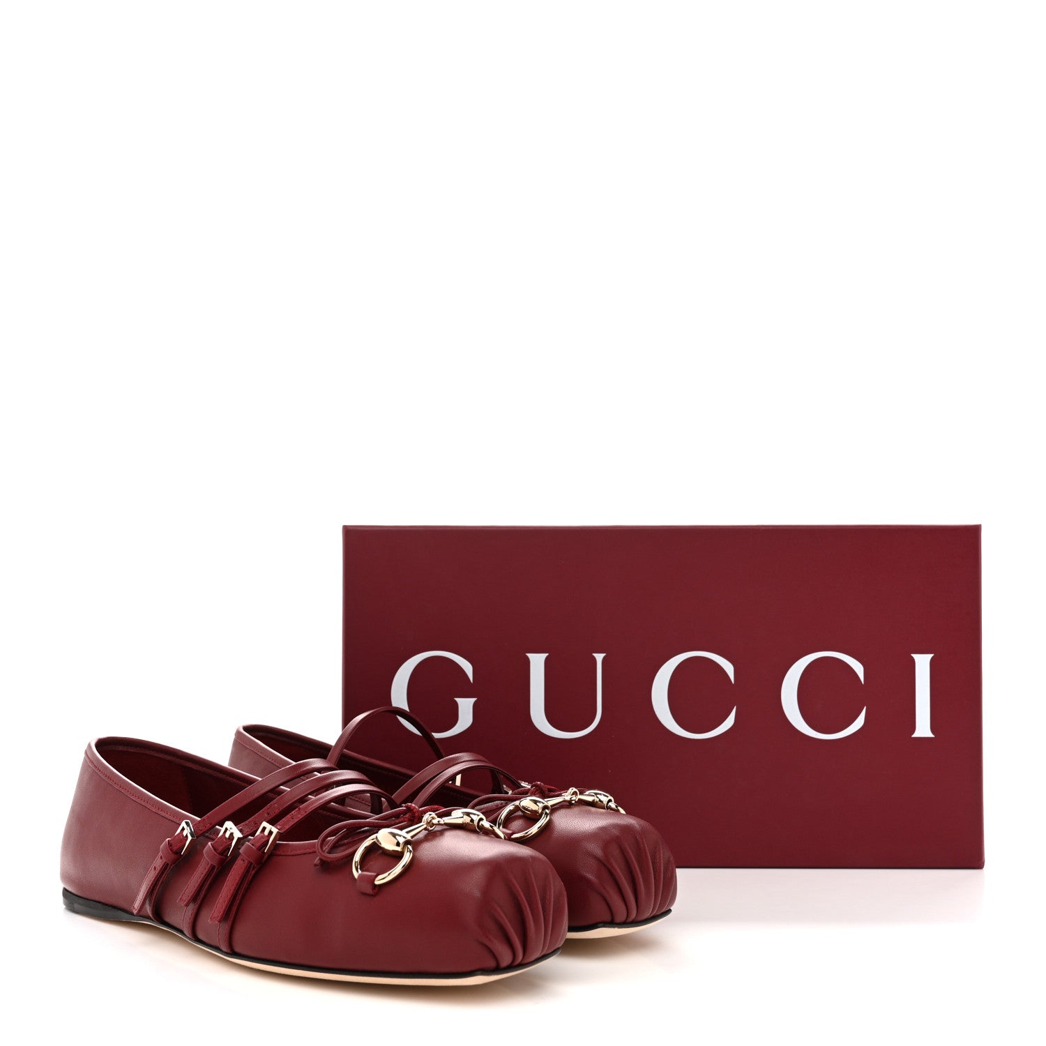 Gucci Malaga Kid Horsebit Ballet Flats 39 Rosso Ancora Red 10 of 10