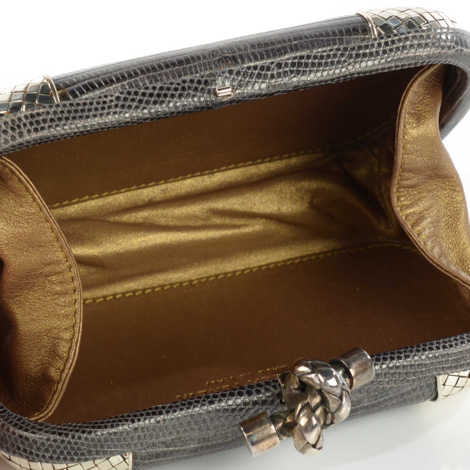 Bottega Veneta Quarzo Chiaro Lizard Knot Clutch Silver 6 of 7