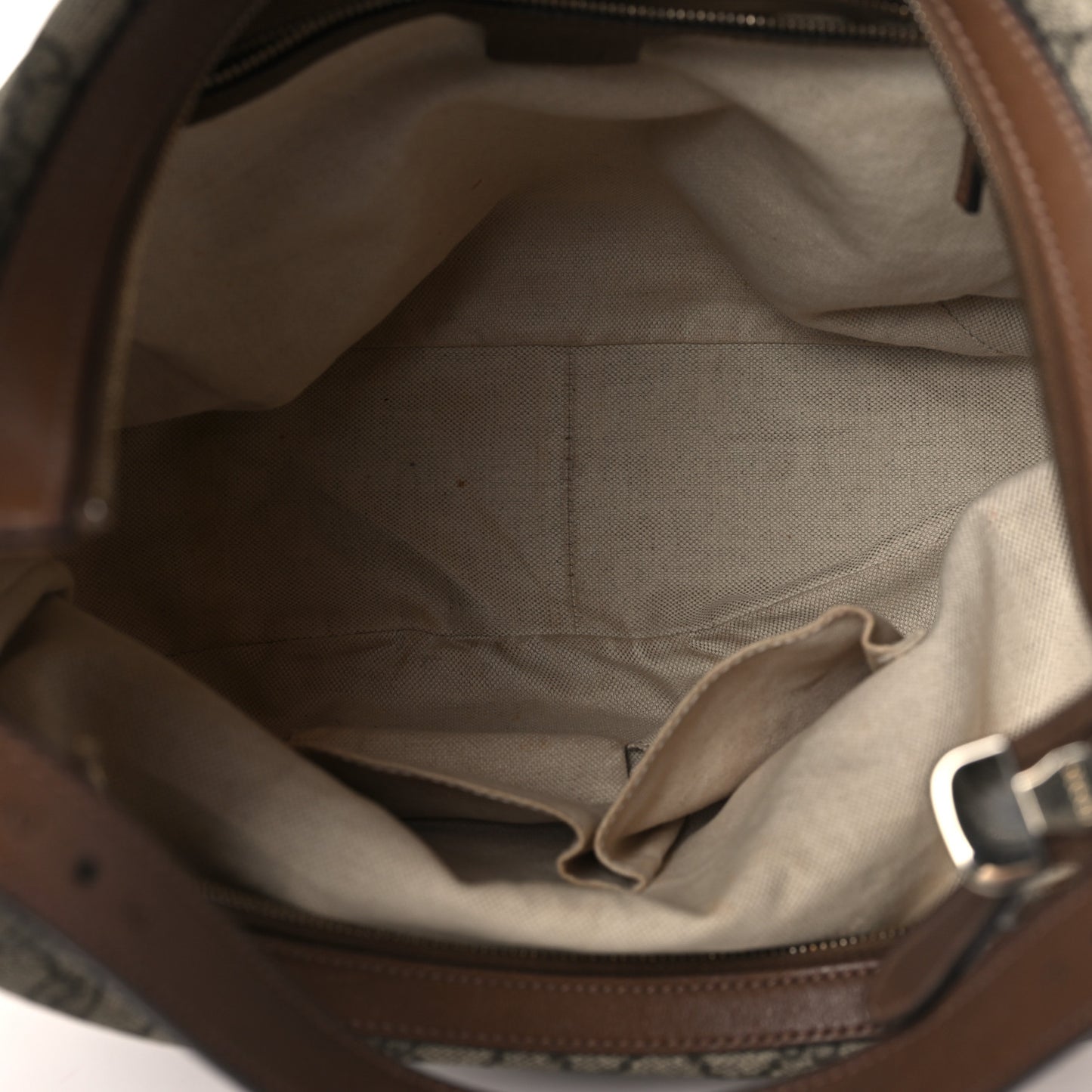GG Supreme Monogram Margaux Calfskin Medium Nice Hobo Beige Ebony Acero