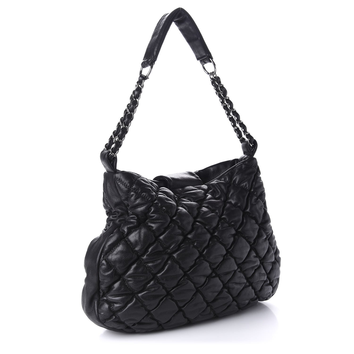Chanel Iridescent Calfskin Bubble Quilt Hobo Black 3 of 10
