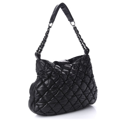Chanel Iridescent Calfskin Bubble Quilt Hobo Black 3 of 10