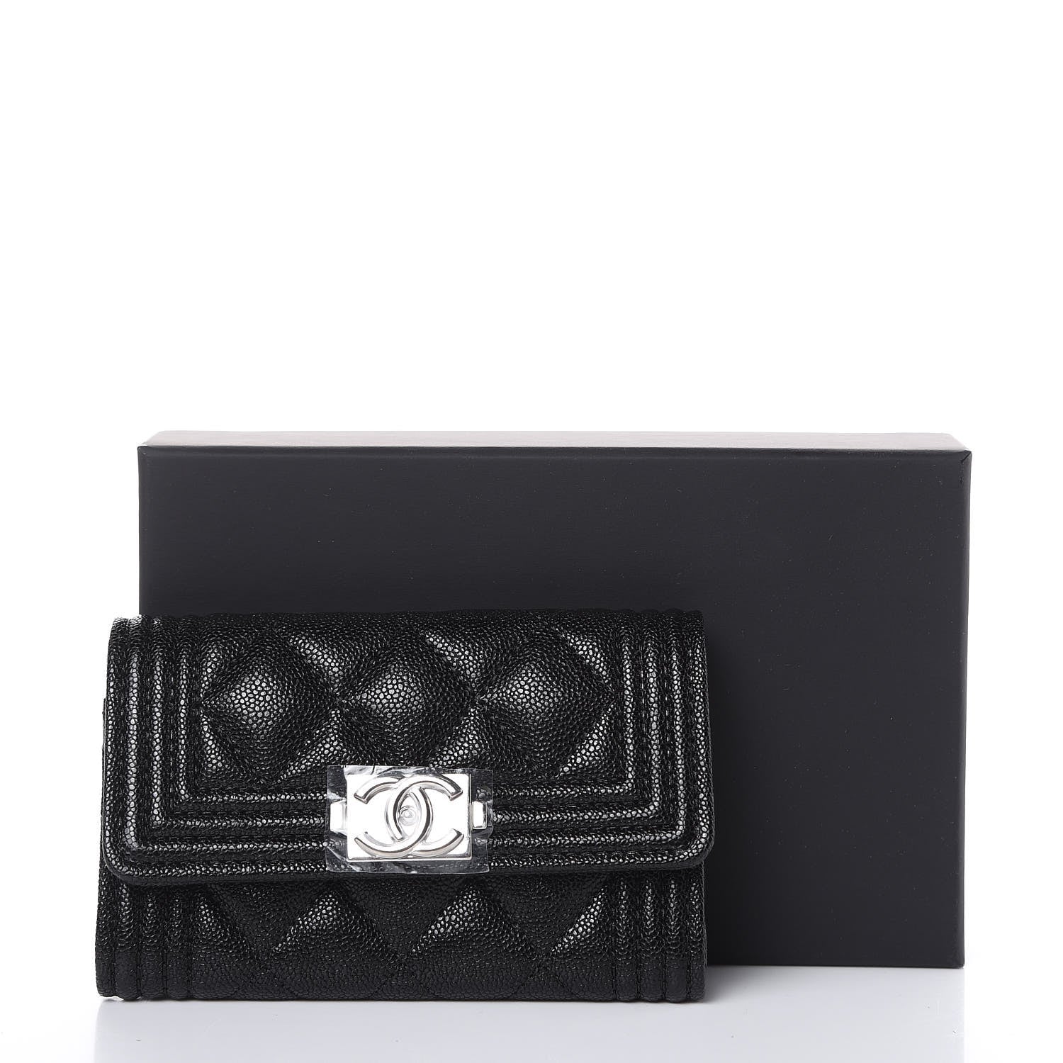 Chanel Caviar Quilted Boy Flap Card Holder Black 8 of 8