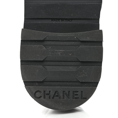 Chanel Shiny Calfskin Quilted Lace Up Combat Boots 39 Black 6 of 9