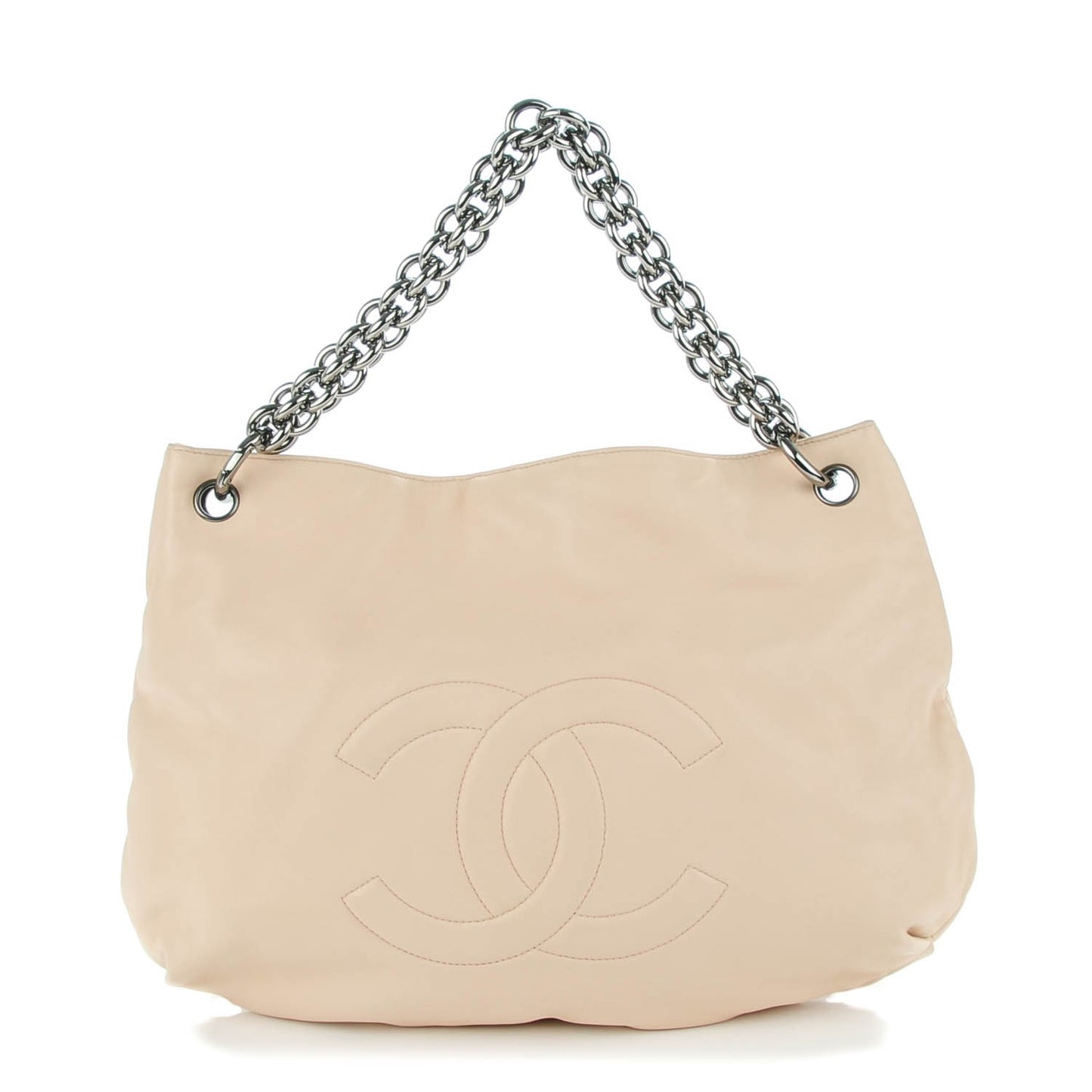 Lambskin Small Soft and Chain Hobo Beige