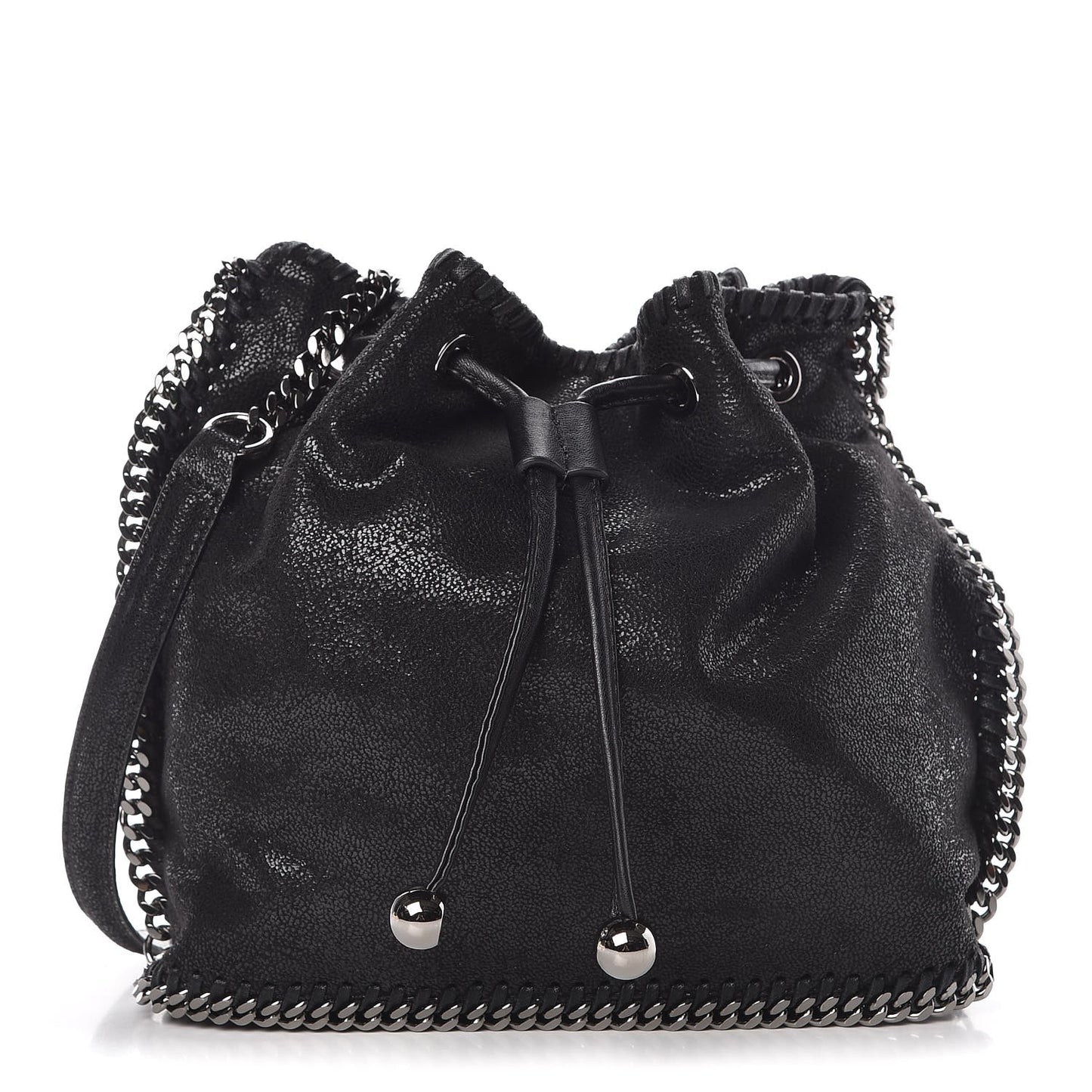 Shaggy Deer Small Falabella Bucket Bag Black