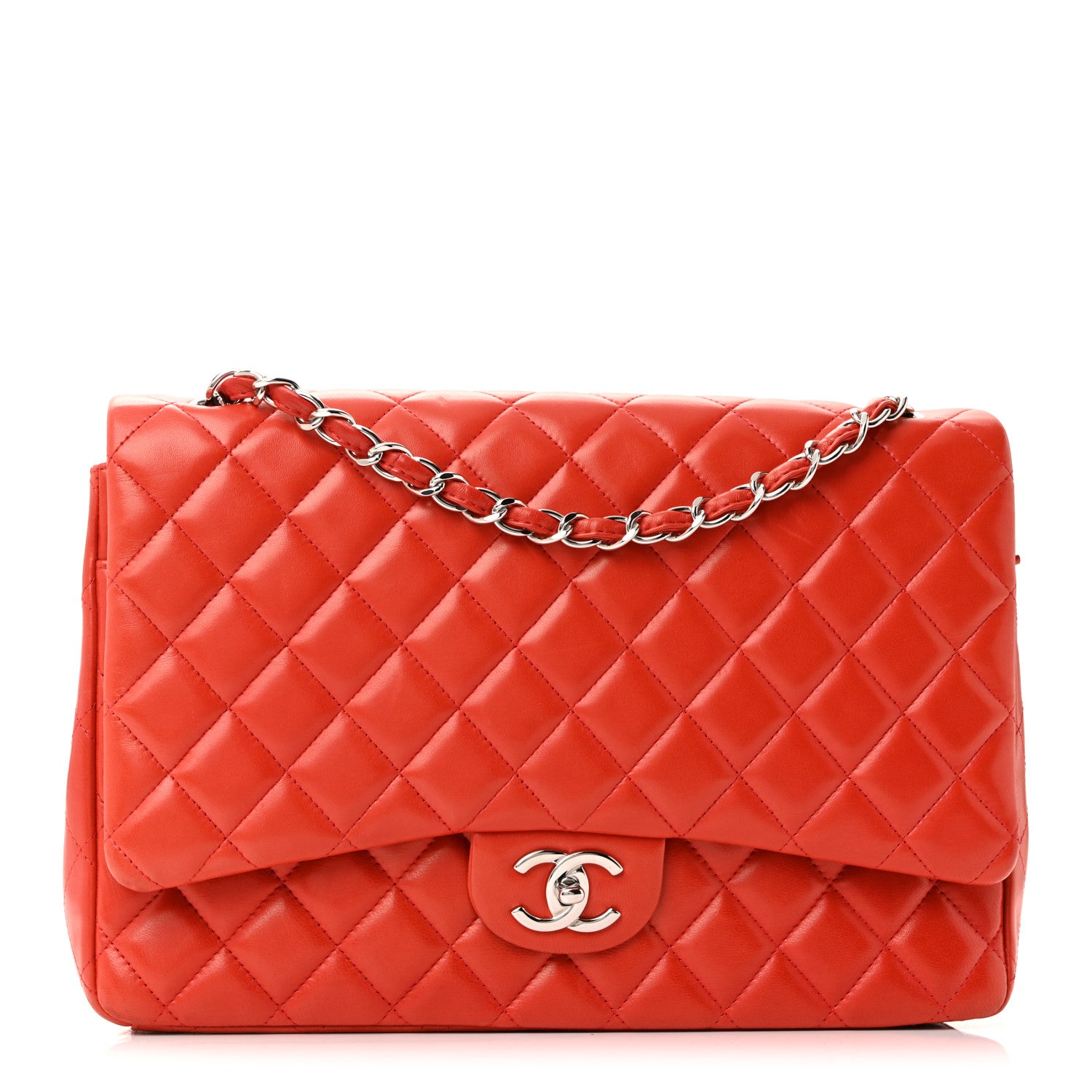 Chanel Lambskin Quilted Maxi Double Flap Red 2 of 43