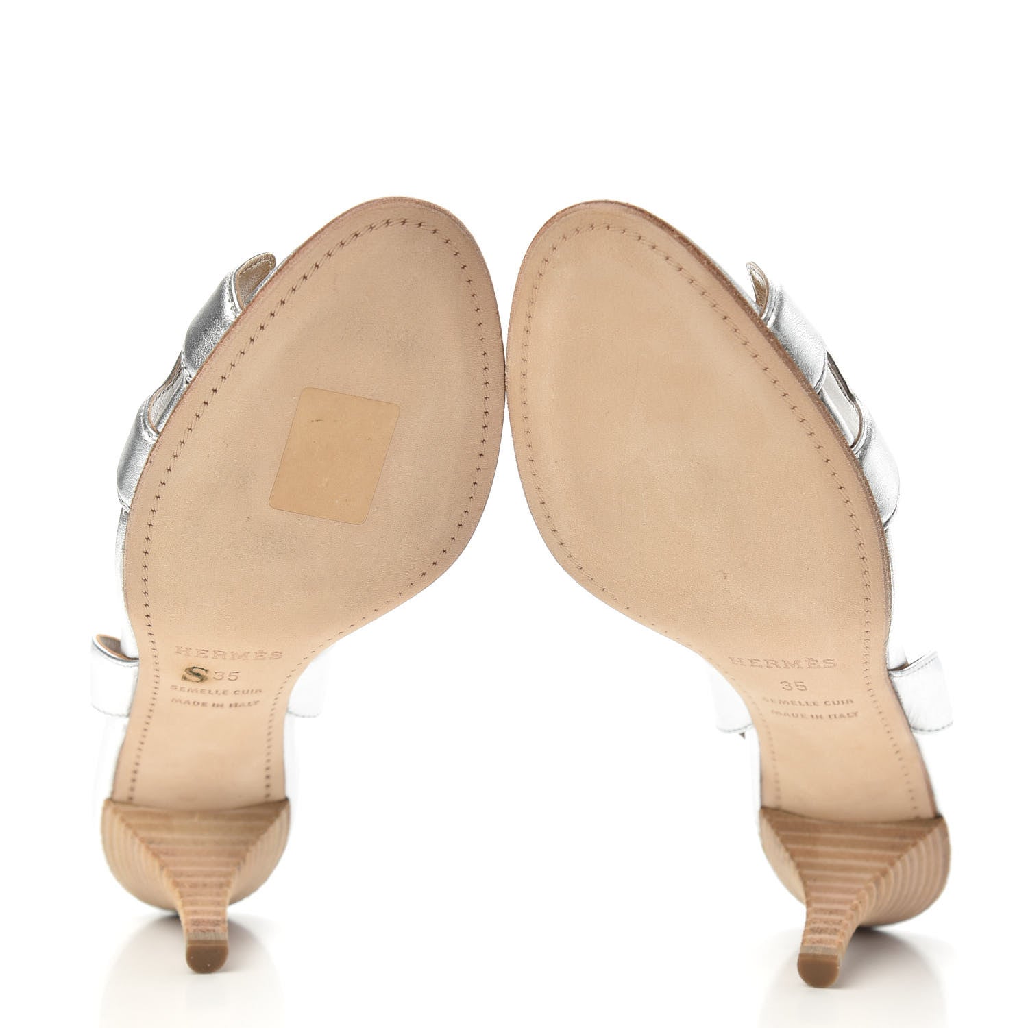 Hermes Metallic Nappa Night 70 Slingback Sandals 35 Argent 5 of 8