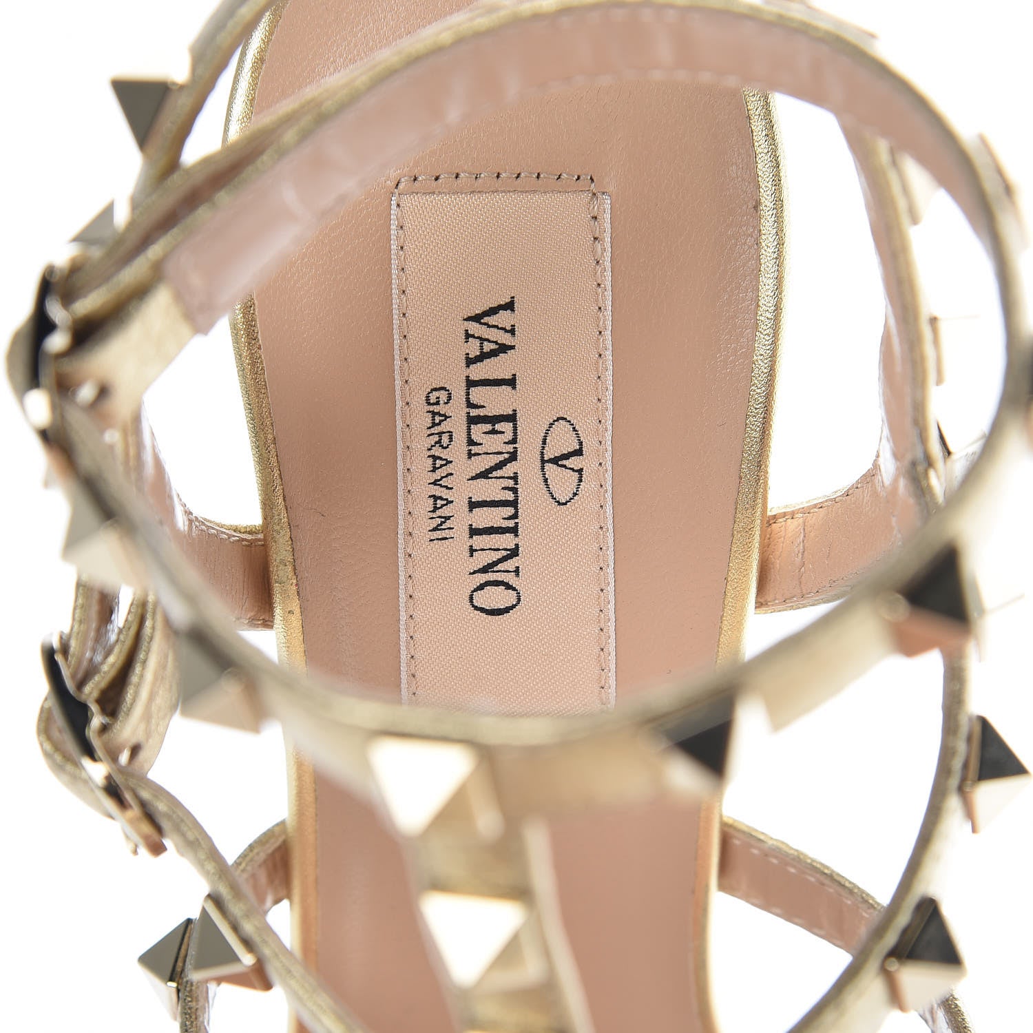 Valentino Garavani Metallic Pebbled Calfskin Rockstud Gladiator 105mm Sandals 36 Platino 8 of 9