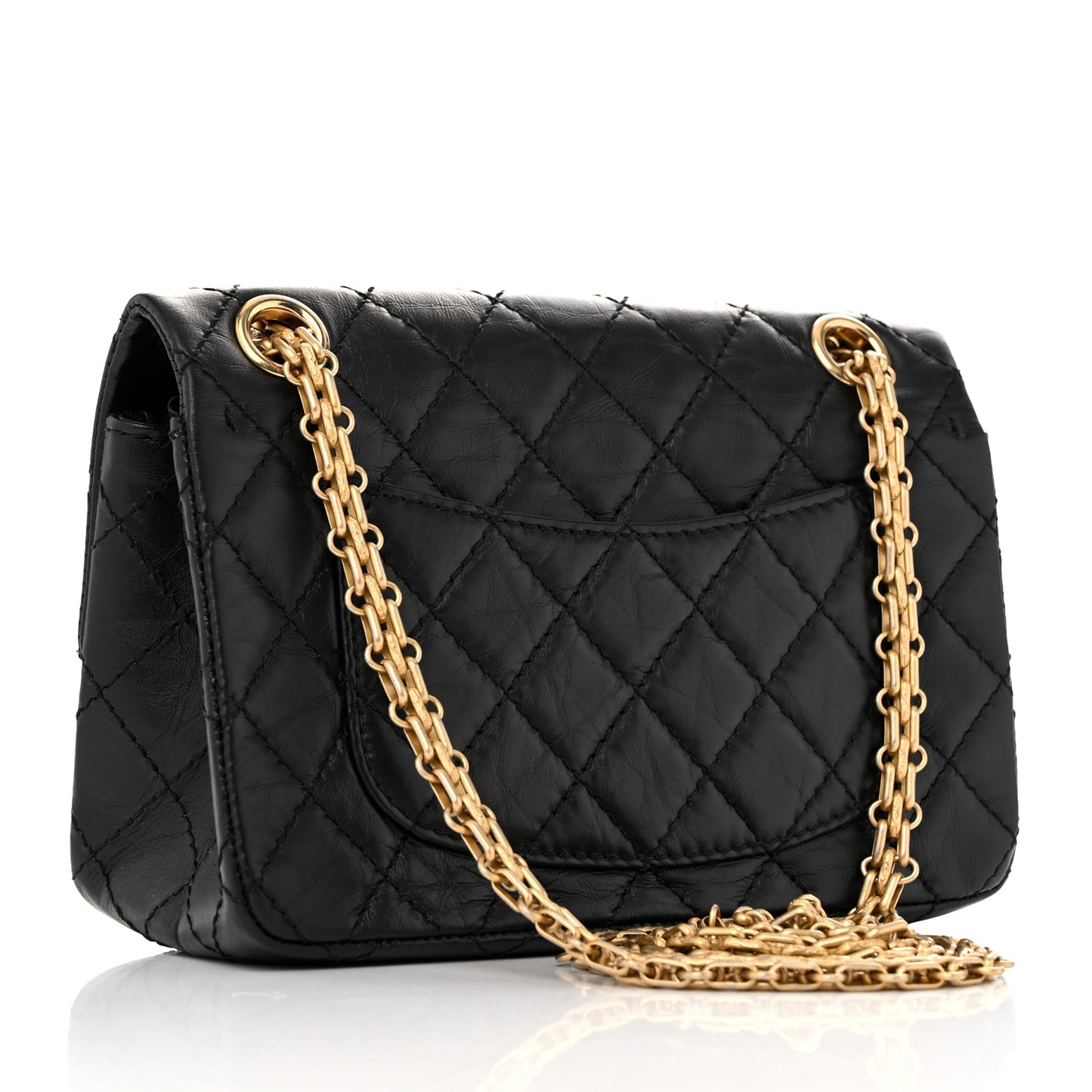 Aged Calfskin Quilted 2.55 Reissue Mini Flap Black