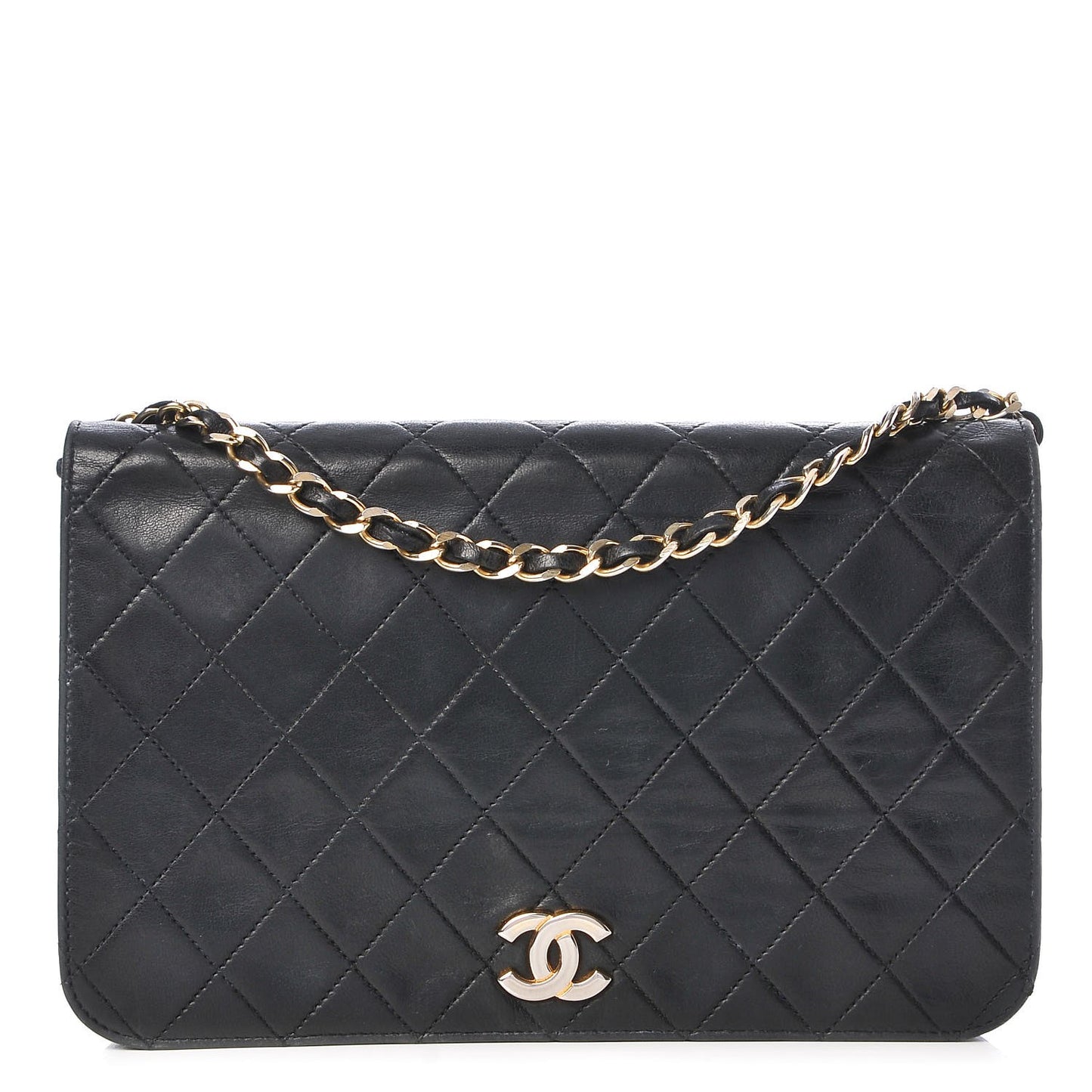 Lambskin Quilted Small Single Flap Black