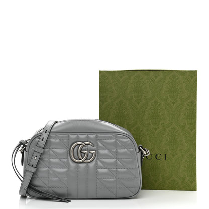 Gucci Calfskin Matelasse Aria Small GG Marmont Chain Shoulder Bag Deep Grey 13 of 13