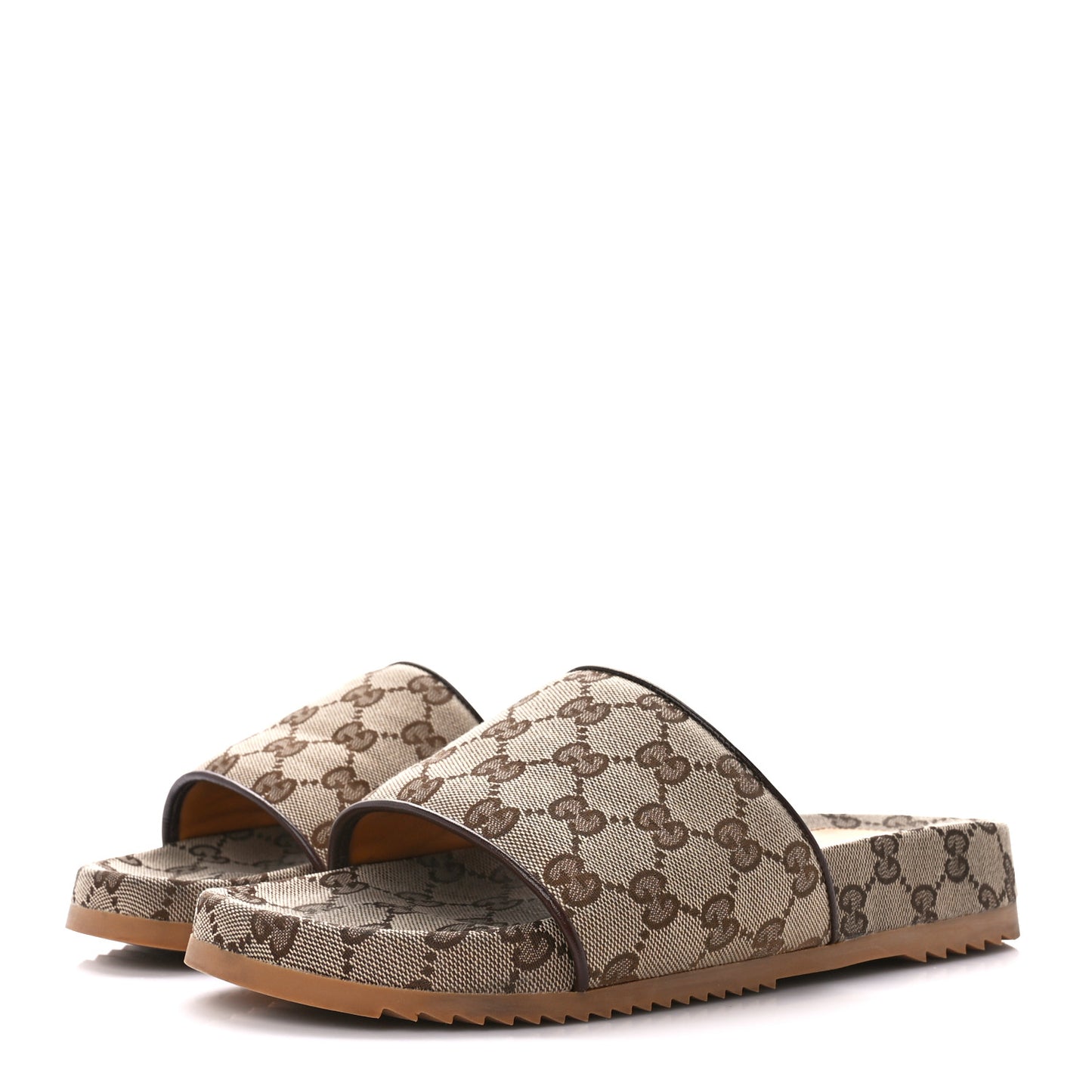 Canvas GG Monogram Mens Slide Sandals 6 Beige