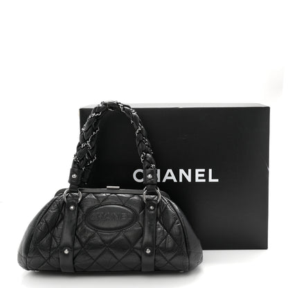 Chanel Distressed Lambskin Lady Braid Frame Bowler Black 11 of 11