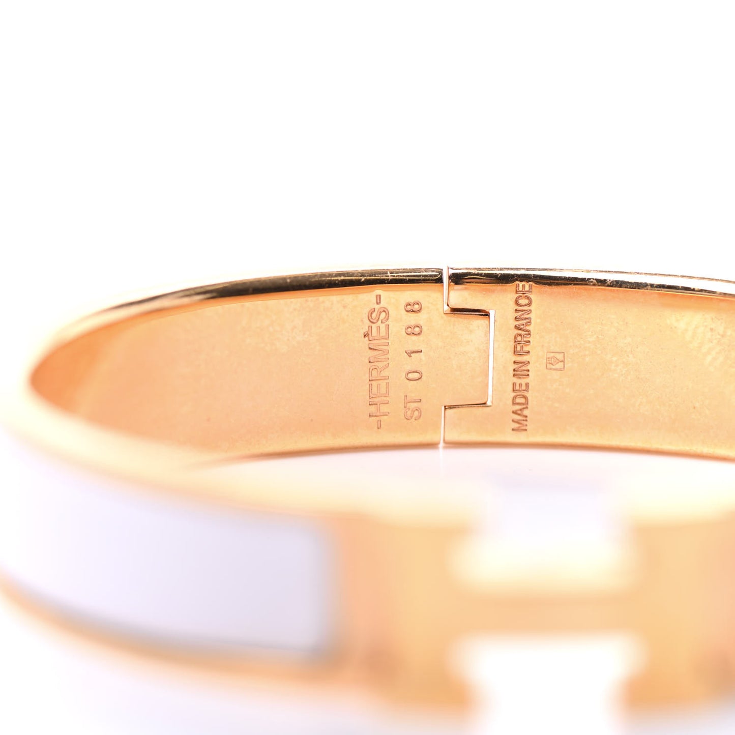 Enamel Narrow Clic Clac H Bracelet PM White