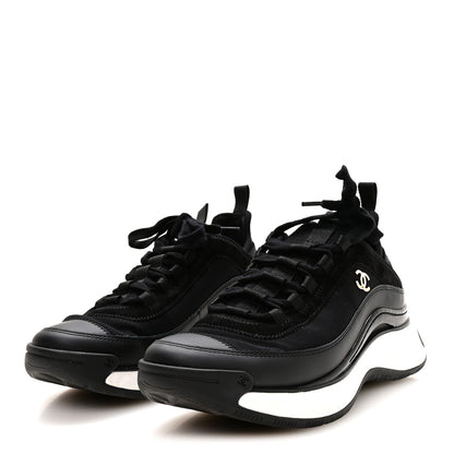 Chanel Velvet Calfskin Mixed Fibers CC Sneakers 38.5 Black 4 of 8