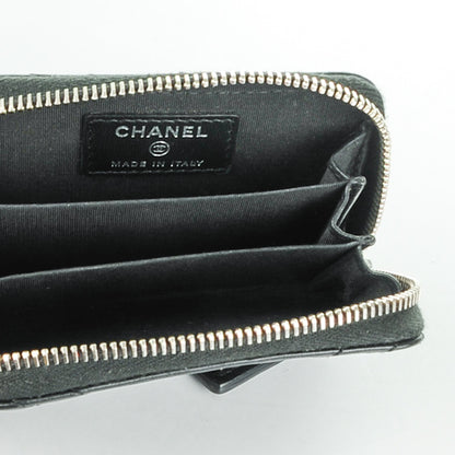 Chanel Lambskin Chevron Zip Around Coin Purse Wallet Black 5 of 7