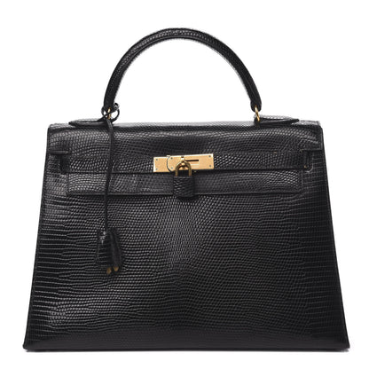 Hermes Lizard Kelly Sellier 32 Black 1 of 35