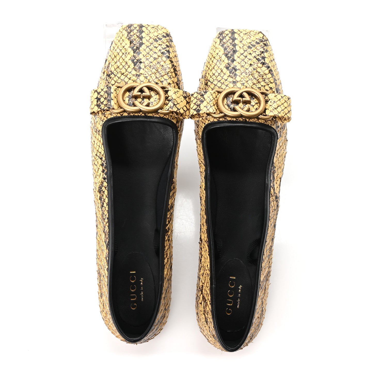 Snakeskin GG Bow Ballet Flats 38 Roccia