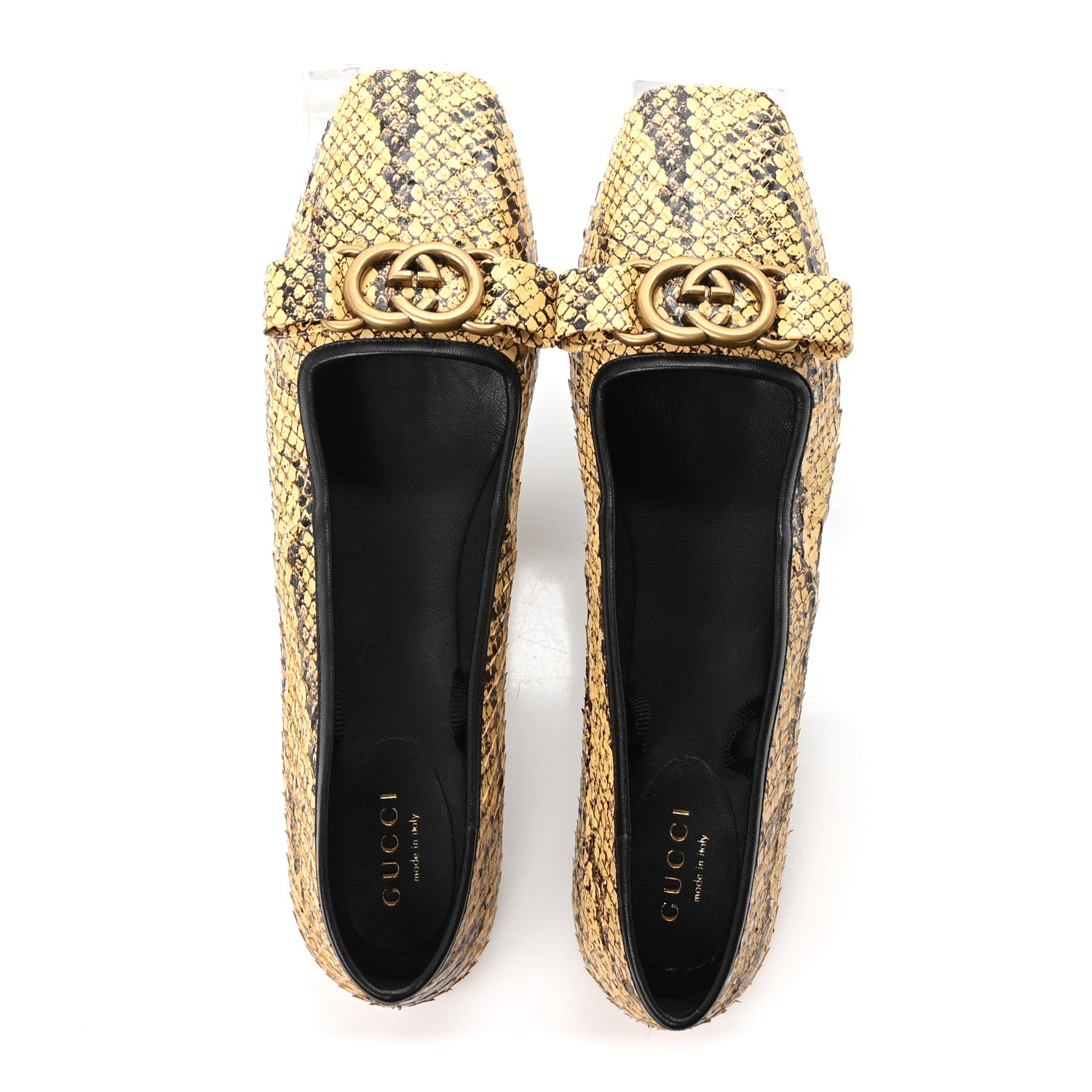 Gucci Snakeskin GG Bow Ballet Flats 38 Roccia 2 of 9
