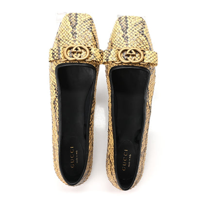 Gucci Snakeskin GG Bow Ballet Flats 38 Roccia 2 of 9