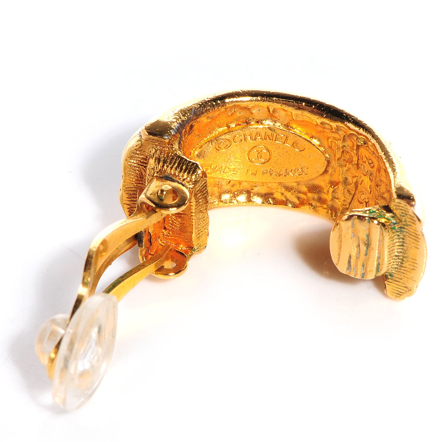 Quilted Hoop Clip On Earrings Gold