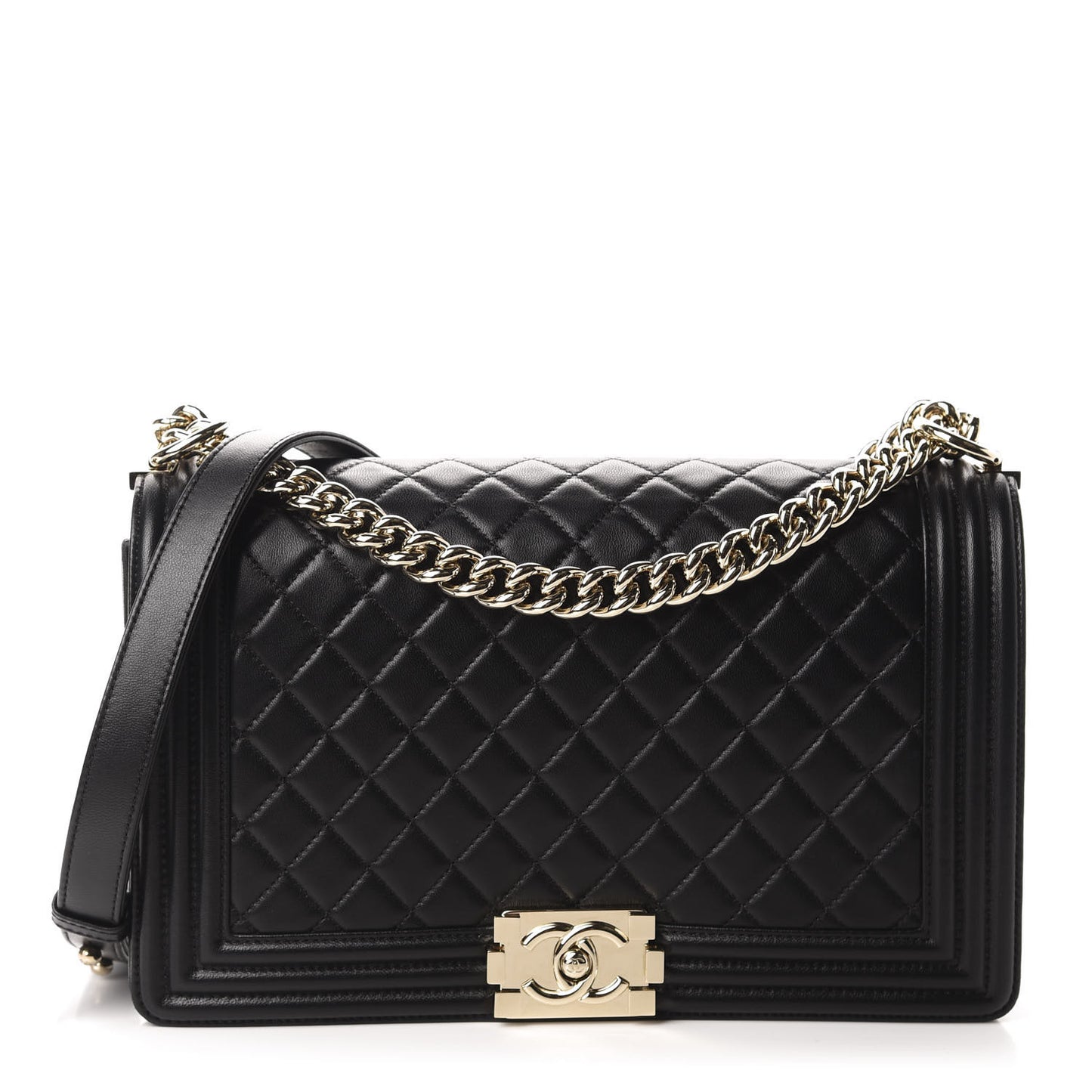 Lambskin Quilted New Medium Boy Flap Black