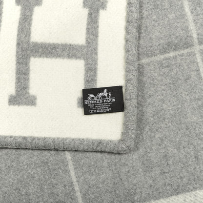 Hermes Wool Cashmere Avalon III Blanket Ecru Gris Clair 2 of 2
